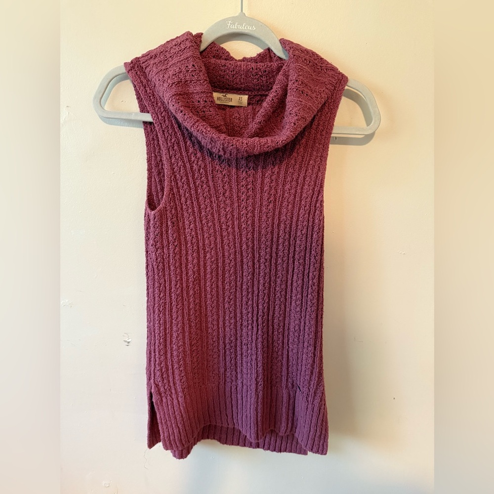 Hollister Sleeveless Sweater Size XS Pink Cowl Neck Extra Small Pullover